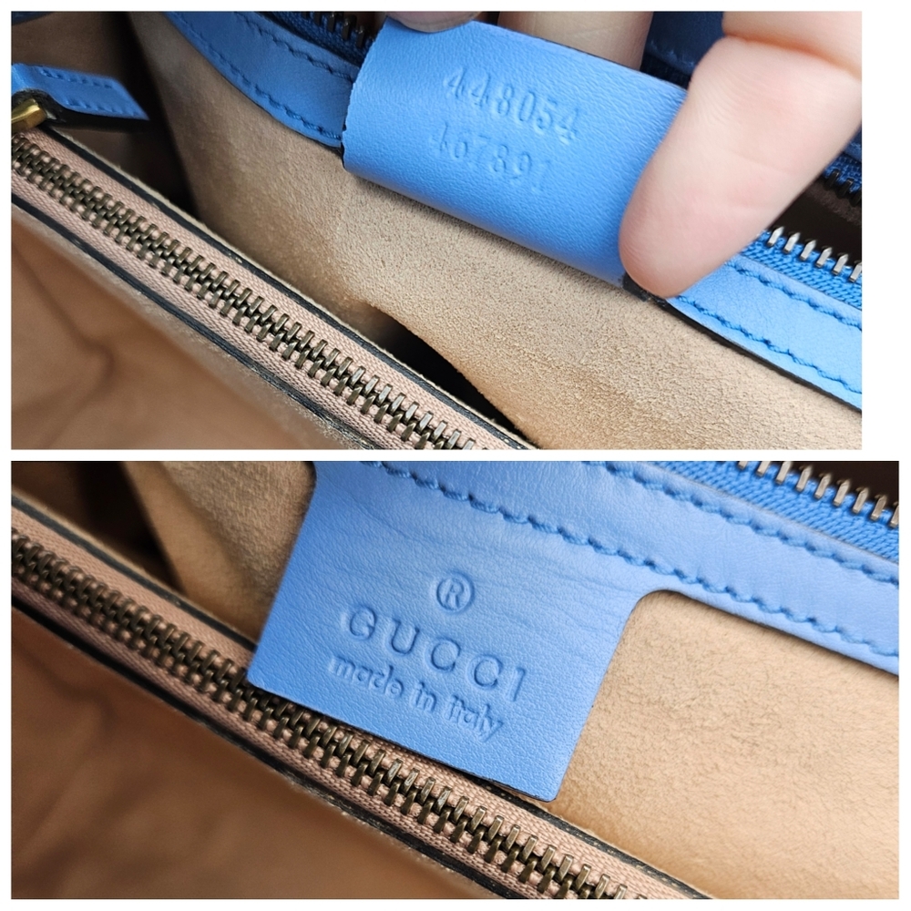 Authentic Gucci GG Marmont Blue Leather #4350M - Picture 2 of 10